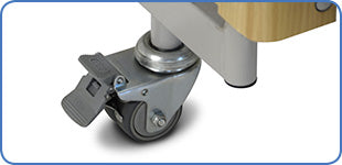 Close-up of braked castors for the Apollo Bariatric Professional nursing bed