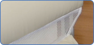 Close-up showing padded sections and mesh connector