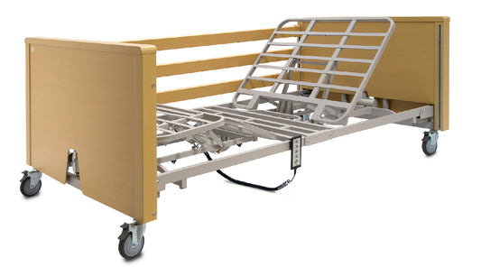 Apollo Olympus Bariatric Folding Bed in unfolded position with side rails