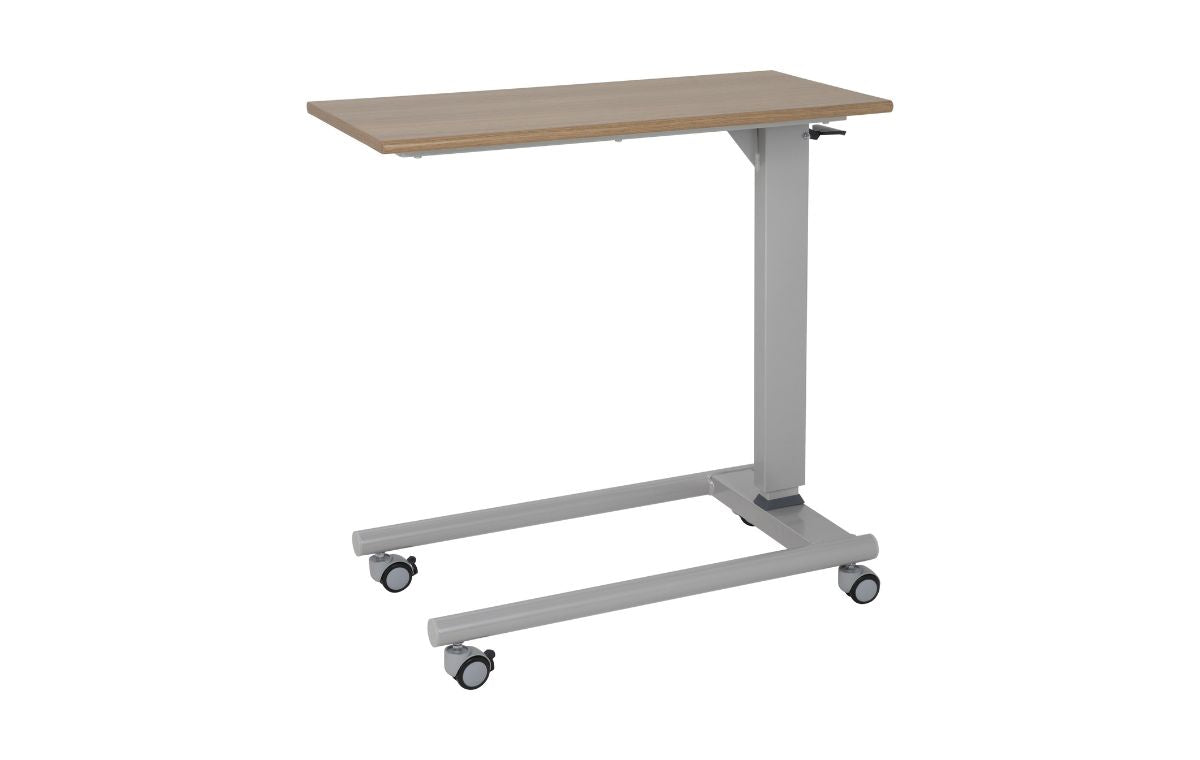 Alerta Gas Lift Overbed Table Straight Leg Base Oak