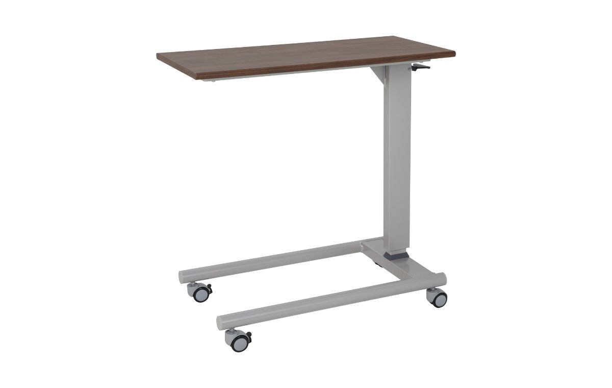 Alerta Gas Lift Overbed Table Straight Leg Base Walnut
