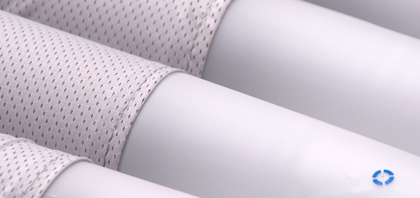 Close-up of air cell structure and CPR valve on the Apollo Aura Turning mattress system