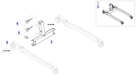 Base for fixed mast and legs exploded diagram Birdie Evo Compact