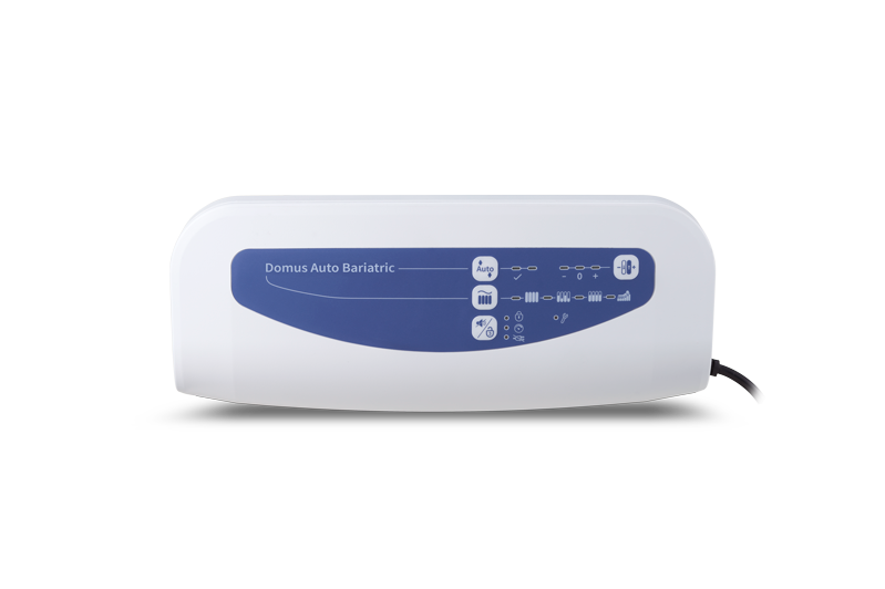 Close-up of Domus Auto Bariatric digital pump with adjustable pressure settings control panel.