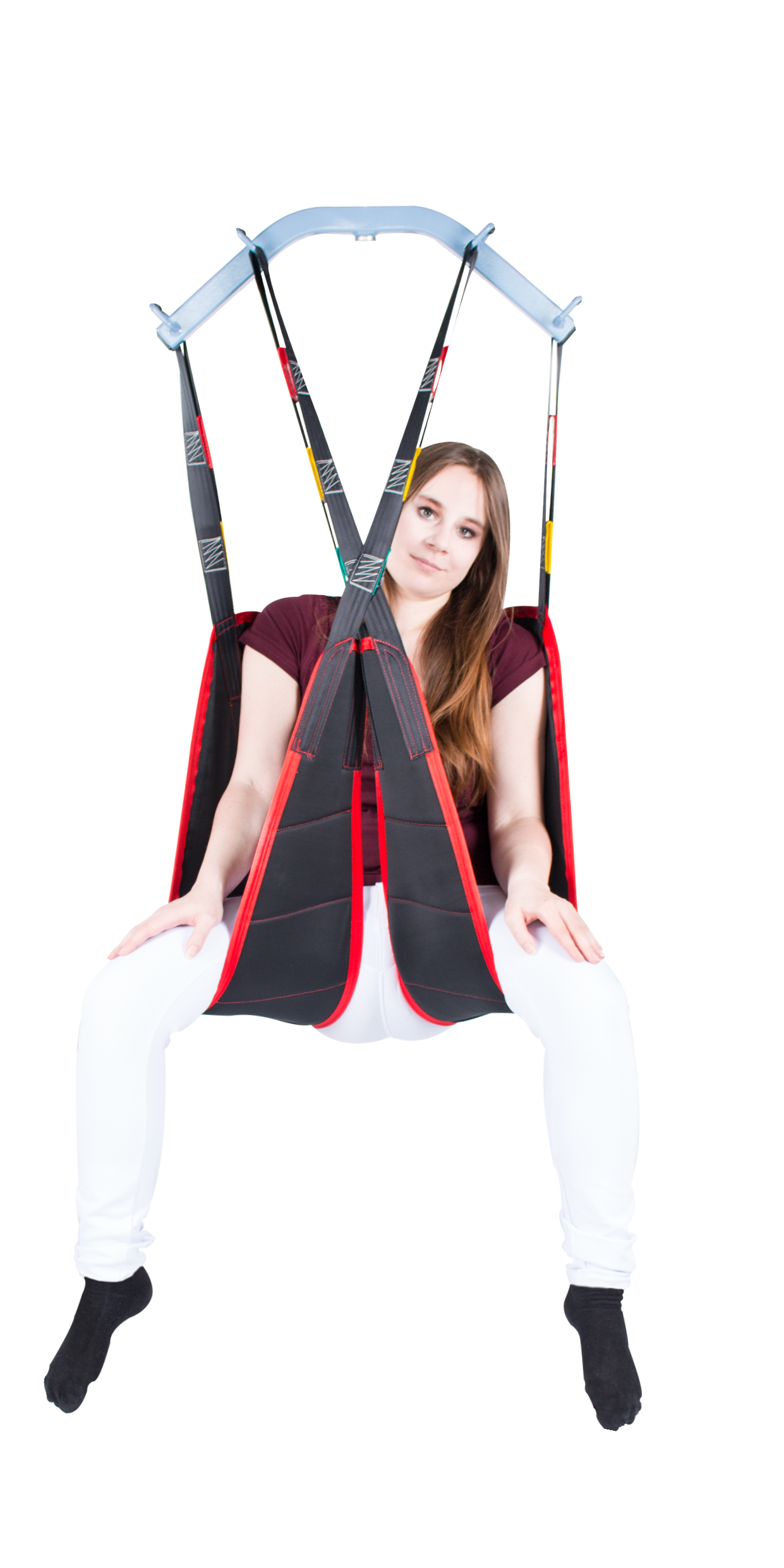 Close-up of the SLK Universal Sling's soft polyester-jersey fabric, highlighting its breathable and washable material.