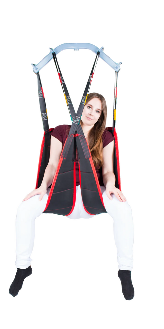 Close-up of the SLK Universal Sling's soft polyester-jersey fabric, highlighting its breathable and washable material.