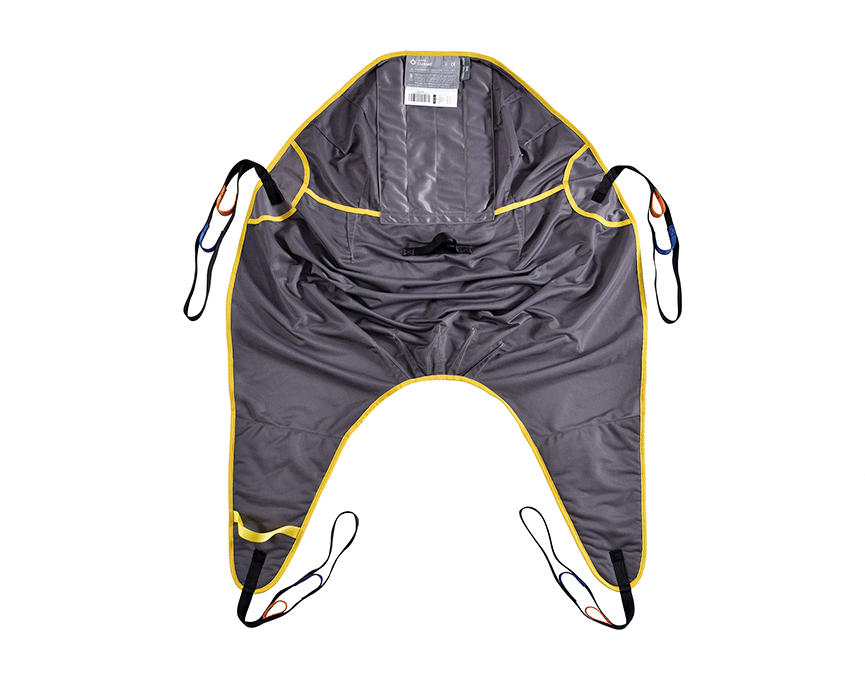 Oxford Full Body (Loops) Sling laid flat showing integrated head support, padded leg sections, and overloaded loop attachments.