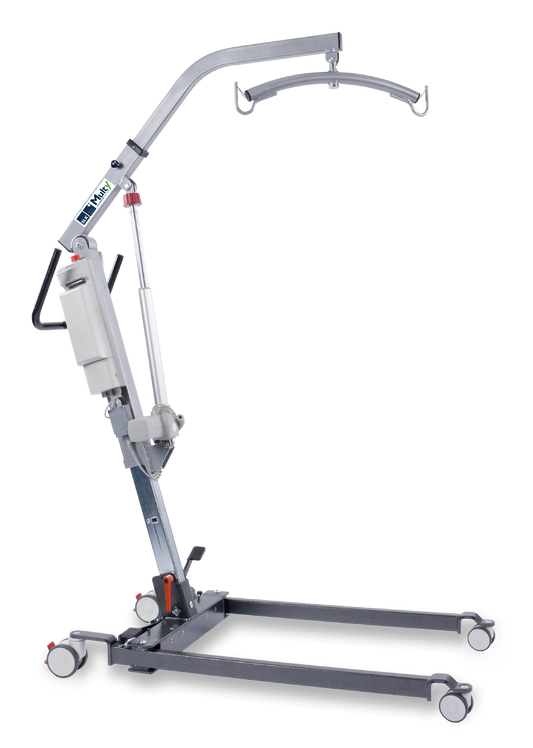 Wellell Multy Hoist set up as a stand aid for active patient transfers.