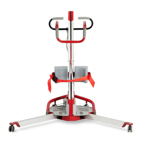 Molift Quick Raiser 2 with legs electrically adjusted under a recliner