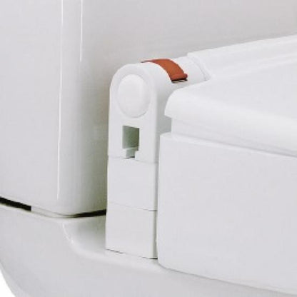 Product layout of Invacare Aquatec 90000 showing seat, lid, and detachable armrest for easy cleaning.