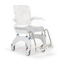 Invacare Aquatec Ocean Ergo shower commode chair with ergonomic blue seat and stainless steel frame
