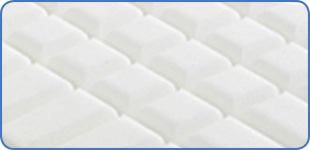 White mattress pad with blue border on a white background