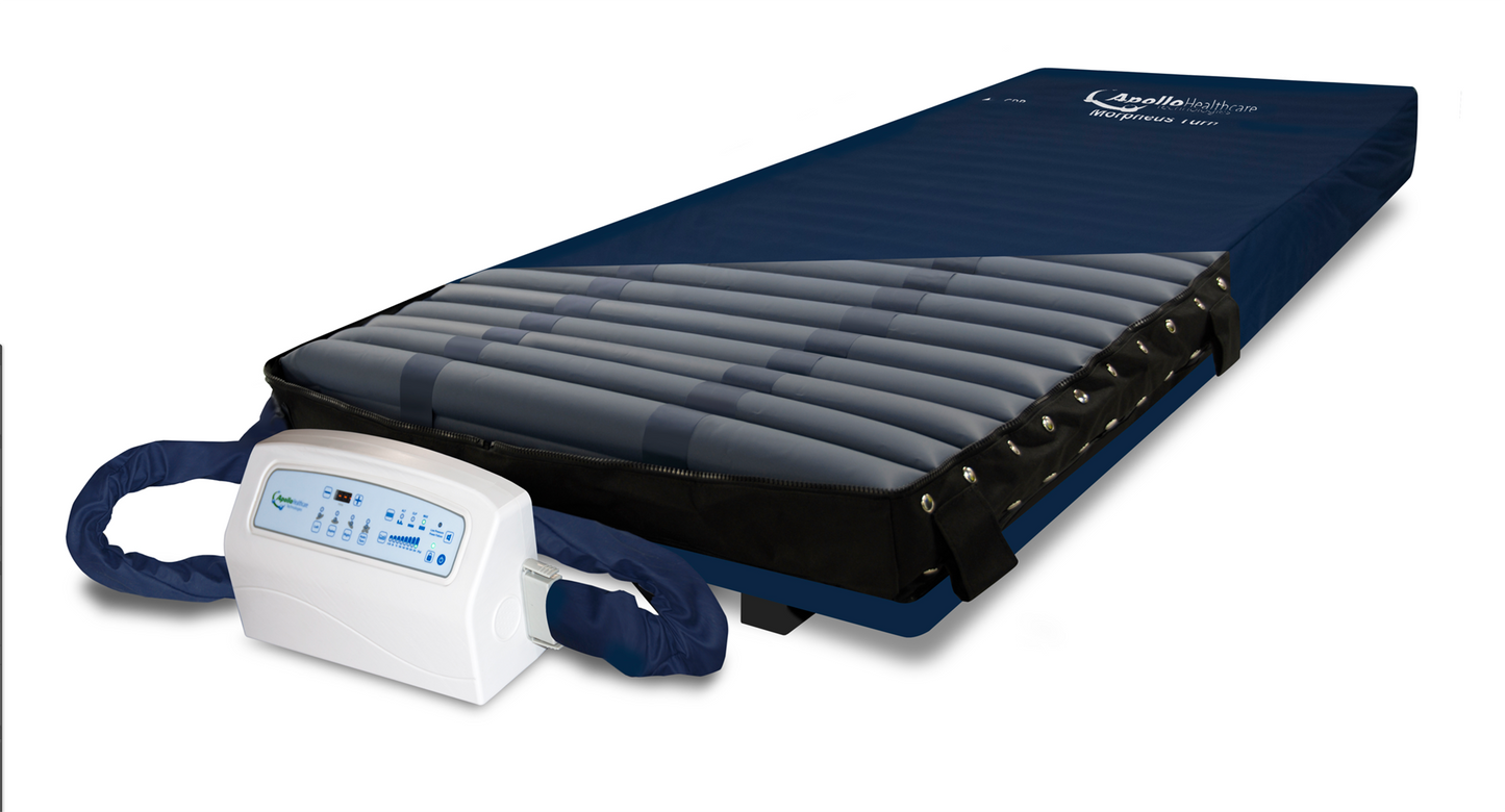 Apollo Morpheus Turn mattress showing lateral turning capability on profiling bed