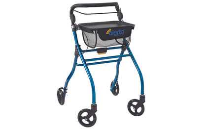 Alerta Four-Wheel Aluminium Rollator with Seat and Bag Blue