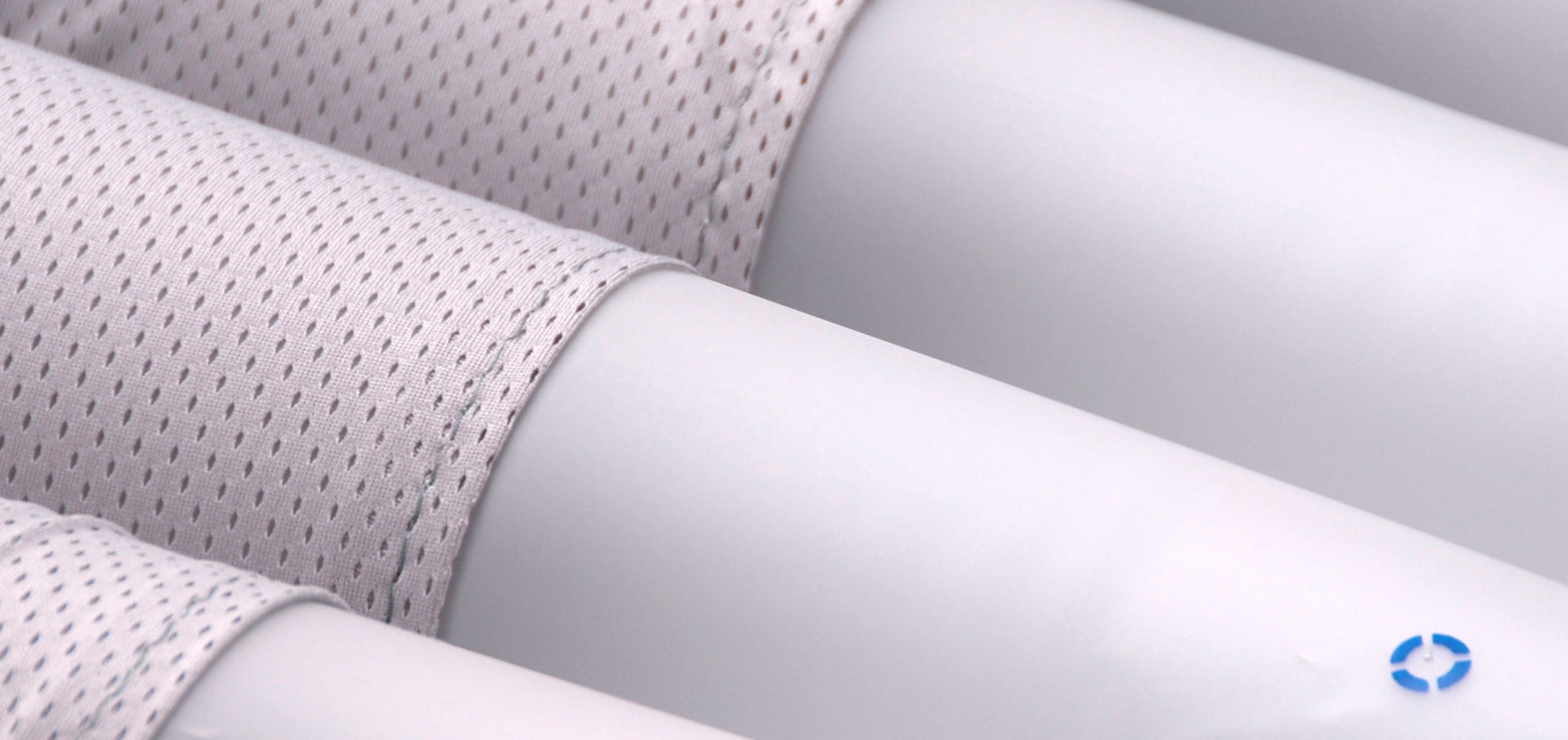 Close-up of air cell structure and CPR valve on the Apollo Aura Turning mattress system

