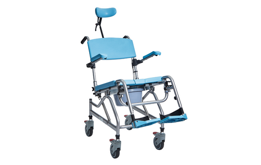 Alerta Aqua Community Tilt‑in‑Space Shower Commode Chair raised upwards