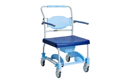 Alerta Aqua Bariatric Shower Commode Chair front view, footrest folded