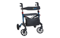 Alerta Four-Wheel Aluminium Dual-Folding Rollator side view with seat and backrest