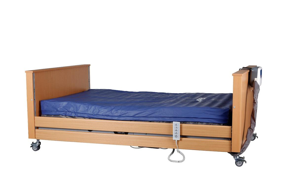 Wellell Pro Bario Bariatric Profiling Bed with beech finish.