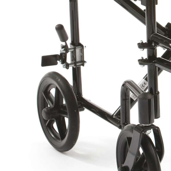 Side view of ATC19 travel chair folded for transport