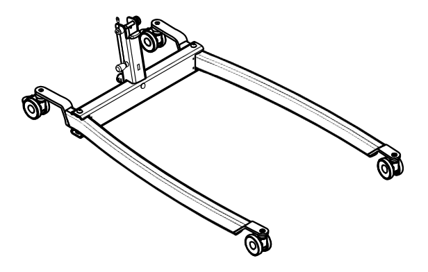 Base and legs assembled with 75mm castors for foldable mast, Birdie EVO manual leg