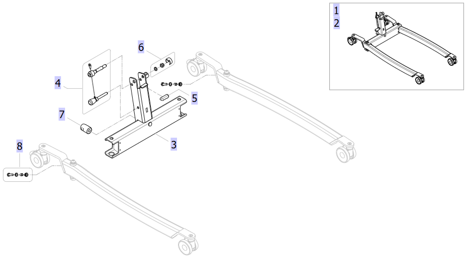 Base for foldable mast diagram Birdie EVO Compact