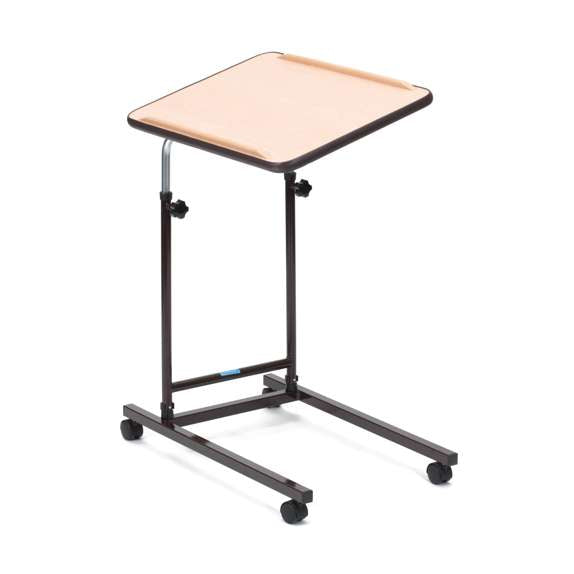 Side view showing tilt adjustment on Mobile Open Toe Table 2‑Castors