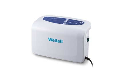 Close-up of Domus Auto Bariatric digital pump with adjustable pressure settings. Side view.