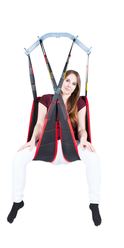 Close-up of the SLK Universal Sling's soft polyester-jersey fabric, highlighting its breathable and washable material.