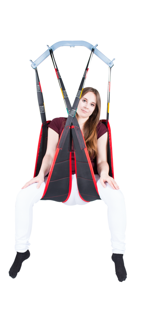 Close-up of the SLK Universal Sling's soft polyester-jersey fabric, highlighting its breathable and washable material.