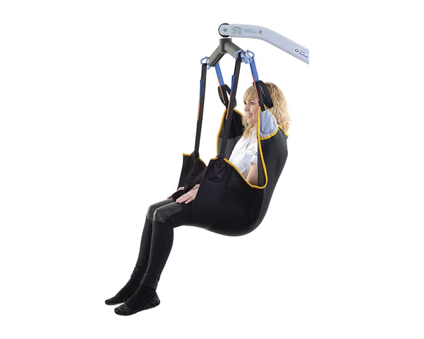 Oxford In-Situ sling fitted from a recumbent position, comfortably supporting a seated user