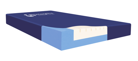Integrity Toyger static mattress with visco-elastic castellated foam and U-core side safety formers.