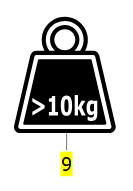 Divisible Parts Mass >10kg Label (Qty. 2) – Invacare Birdie Evo