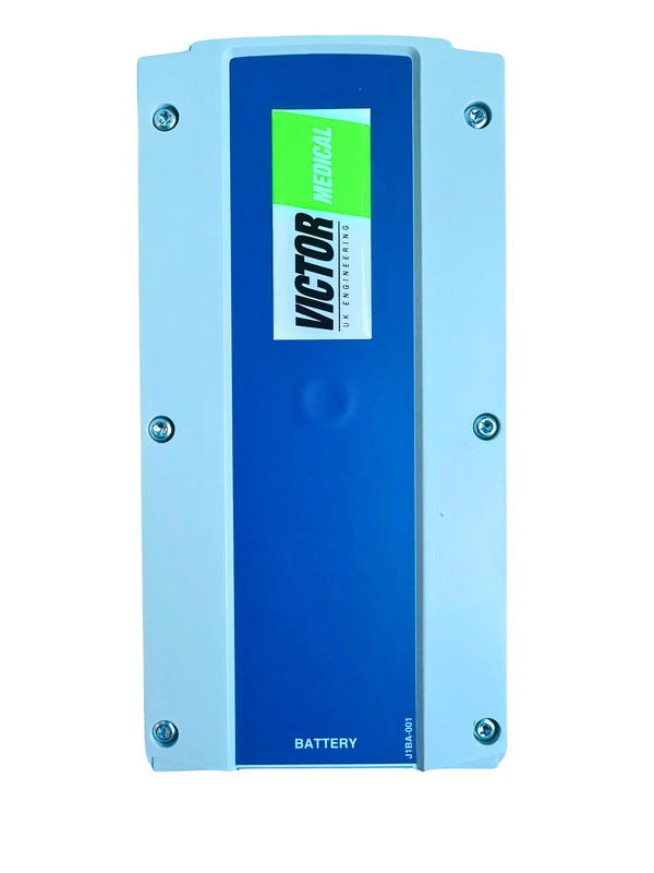 Linak hoist battery with Victor Medical UK branding, designed for compatibility with Linak, Invacare, and Oxford range of medical and mobility equipment.