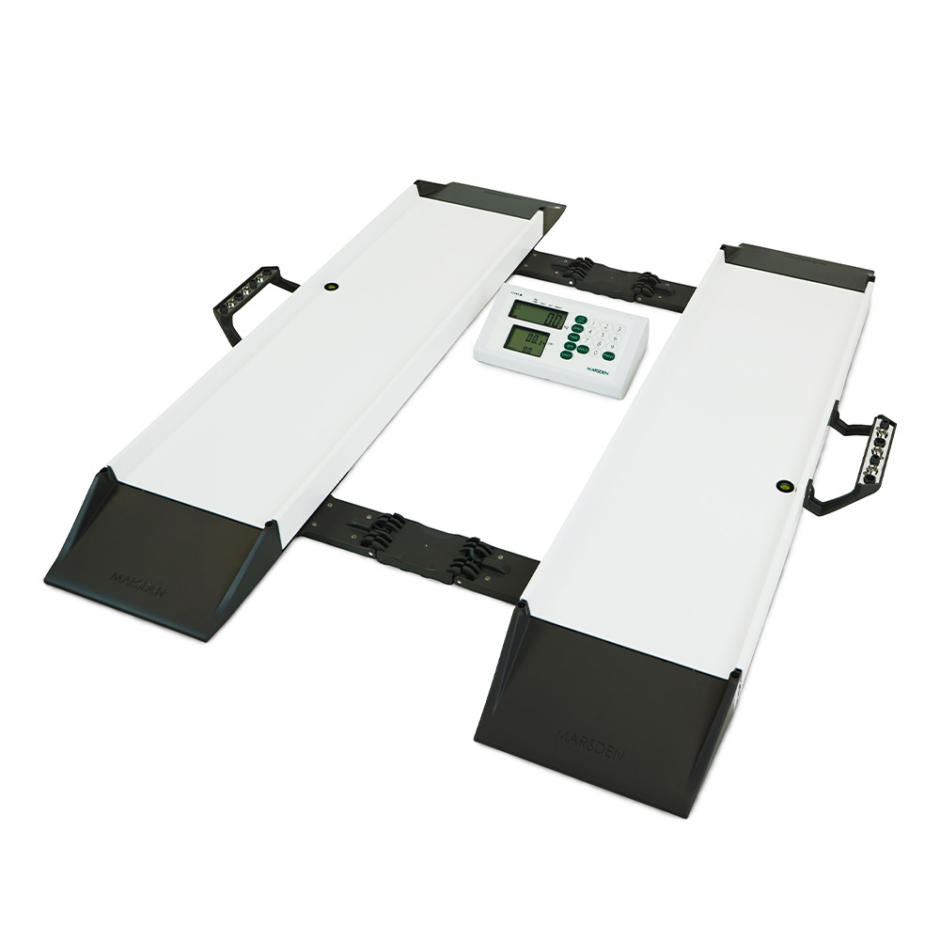 Marsden M-615 portable wheelchair scale unfolded with indicator