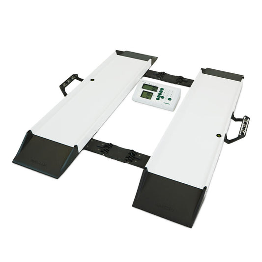 Marsden M-615 portable wheelchair scale unfolded with indicator