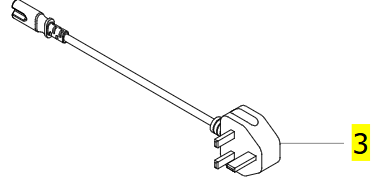 Mains cable, UK plug - Invacare Birdie Evo Compact