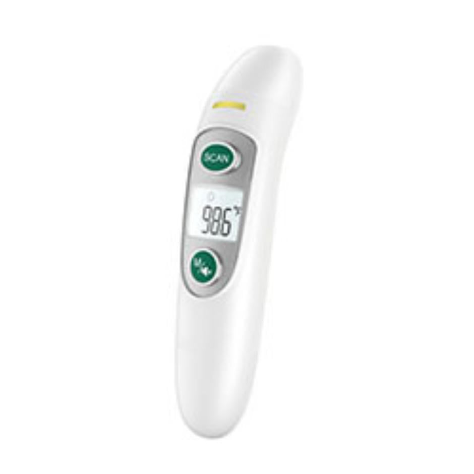 Marsden T-120 non-contact forehead and ear thermometer held near forehead