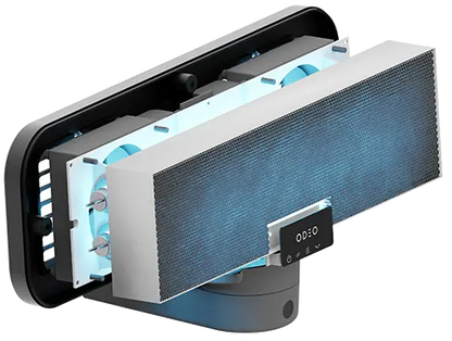 An image of the interior of a Odeo upperviolet 1 air purification unit.