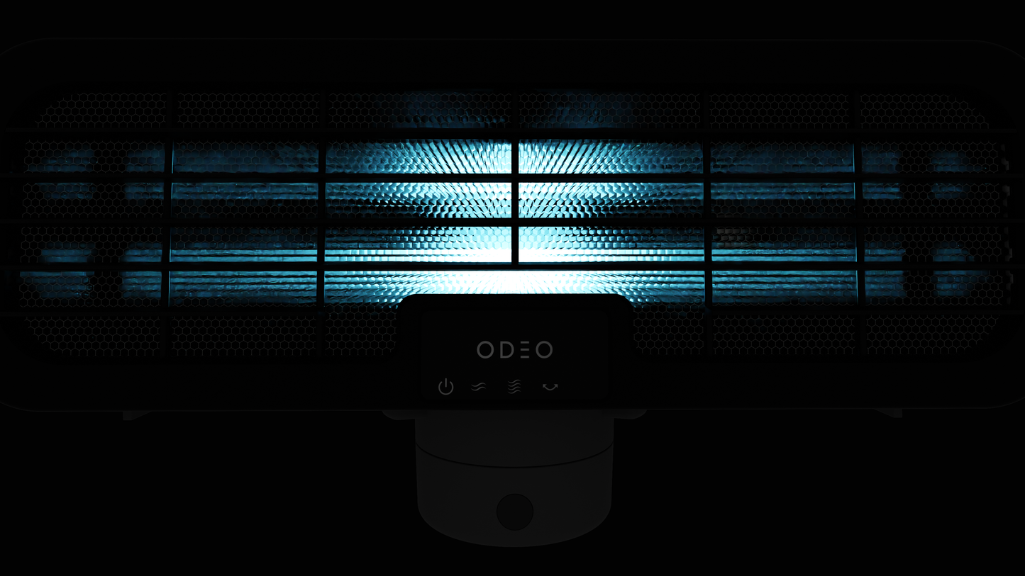 Image of the ODEO upperviolet in use in front of a black background.