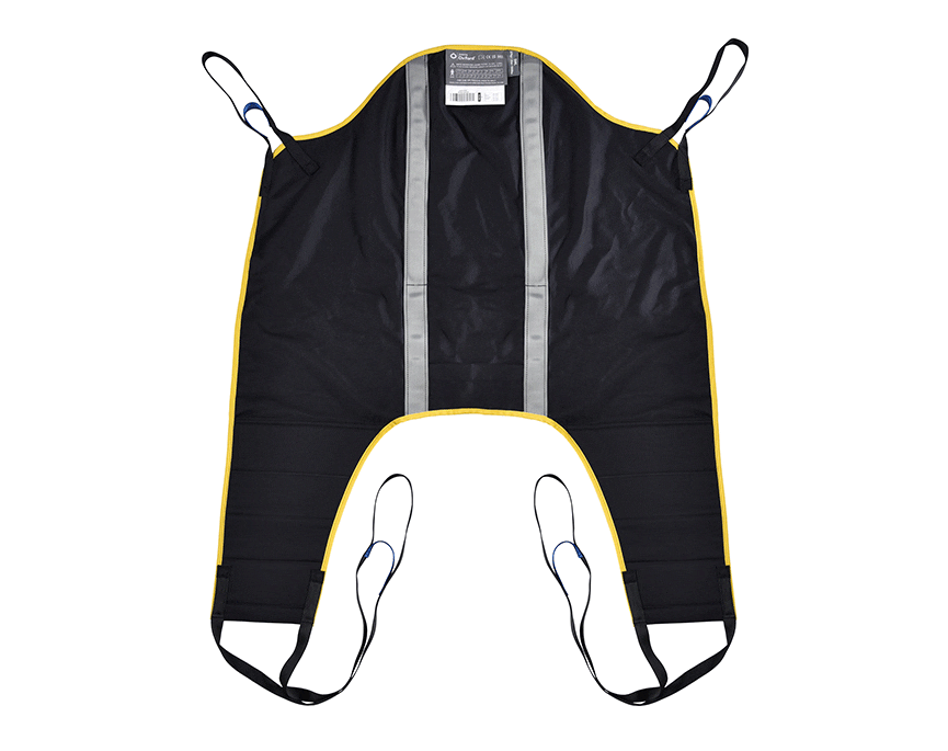 Oxford High Back Sling flat, showing head support, padded legs, and support bone pockets.