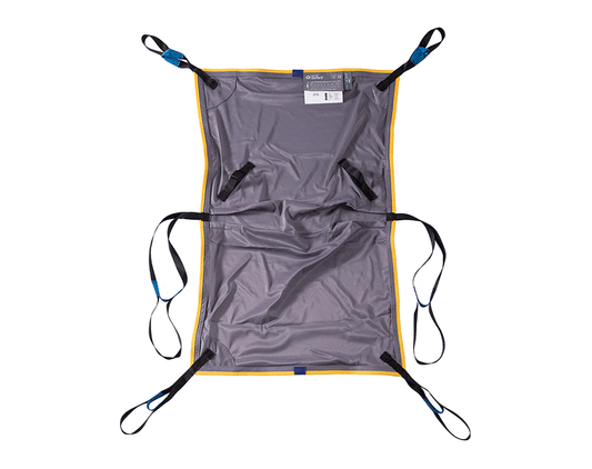 Oxford Long Seat Sling laid flat, showing hammock-design with thigh support and attachment loops.