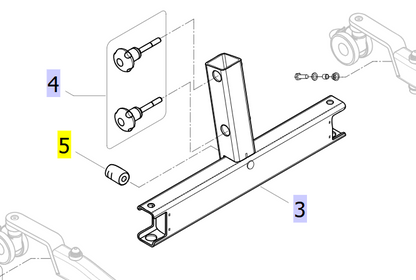 Pedal axle for Birdie EVO/ISA lifters, zinc plated fixed mast full diagram