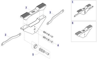 Pedal mechanism assembly diagram Invacare Birdie Evo Compact