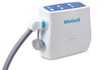 Wellell Procare Auto G3 twin-head compressor pump with control buttons and press-aid CPR quick-release valve.
