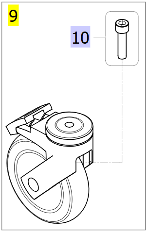 Rear Castor Kit 125mm With Brake, Fixation Included – Invacare ISA 160