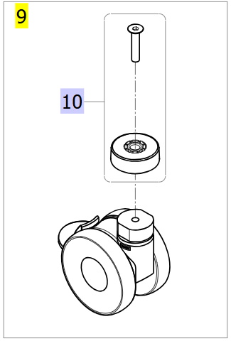 Rear Castor 75mm With Brake (inc. Fixation) – Invacare Birdie Evo