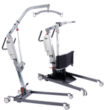 Wellell Multy Hoist set up as a stand aid for active patient transfers. Full view of the stand aid variant and the patient hoist variant after conversion.
