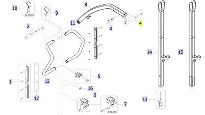 Spreader bar exploded diagram Invacare Birdie Evo Mobile Hoist