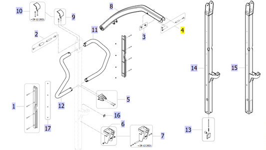 Spreader bar exploded diagram Invacare Birdie Evo Mobile Hoist